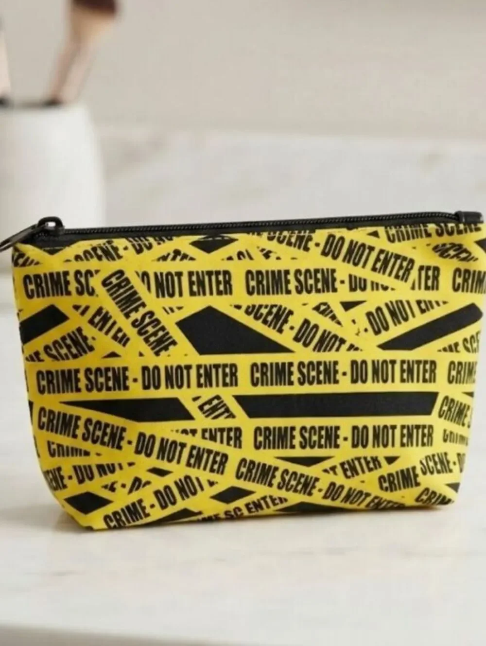 Caution tape black and yellow Versatile Cosmetic Pouch